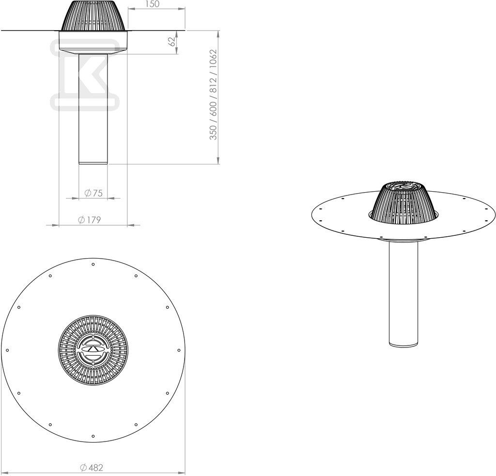 Roof drain made of acid-proof steel, - 390001